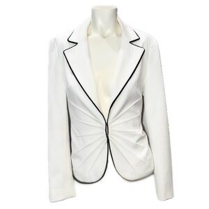 👔👠 CACHÉ Vintage NWT Ivory Ruched Blazer Jacket | Y2K Luxe Boardroom-to-Bar Sz 6